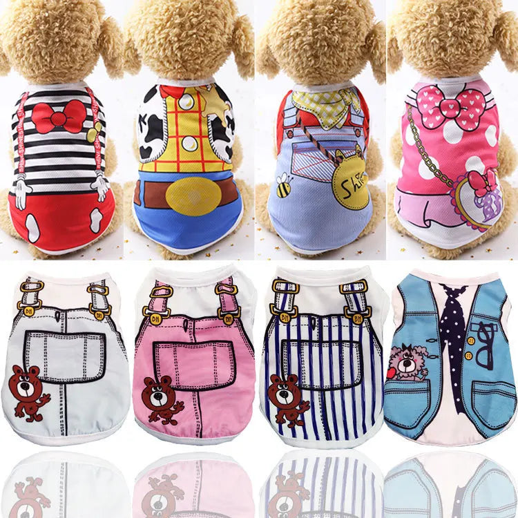 Pet Dog Clothes Cartoon Clothing Puppy Dogs Soft Vests Summer Shirt Casual T-Shirt for Small Pet Supplies Pi-Mart