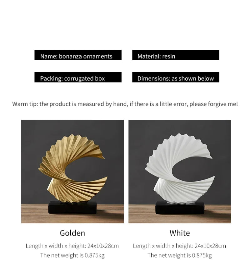Modern Decor Abstract Sculpture Resin Sculptur Art Golden Statue Living Room Home Decoration Office Desk Decoration Accessories Lootquake LLC
