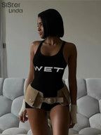 Authentic Casual Women's Jumpsuit Shorts Popular In Summer 2024 Suspender Low Cut And Backless Sleeveless Top Paired With Shorts