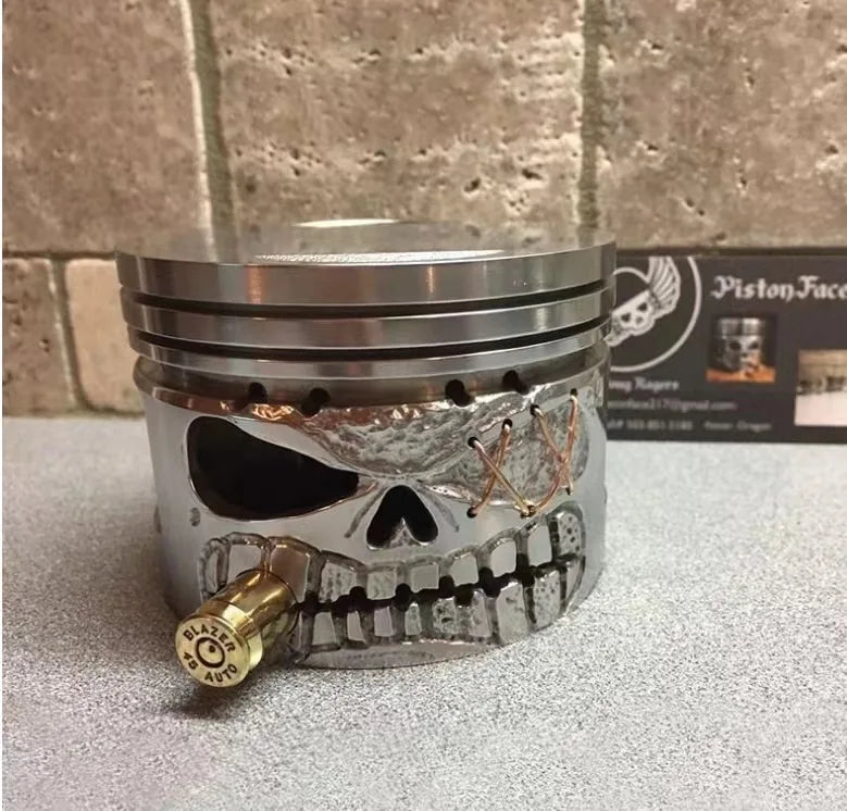 Carved Piston Skull Face Sculpture Resin Skull Artwork Statue Crafts Home and Office Personalised Desktop Decoration Ornaments Lootquake LLC