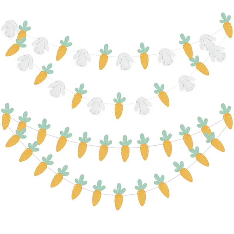 3M Happy Easter Banner Rabbit Carrot Egg Cartoon Bunny Garland Wall Hanging Bunting Flag Easter Party Decoration For Home Lootquake LLC