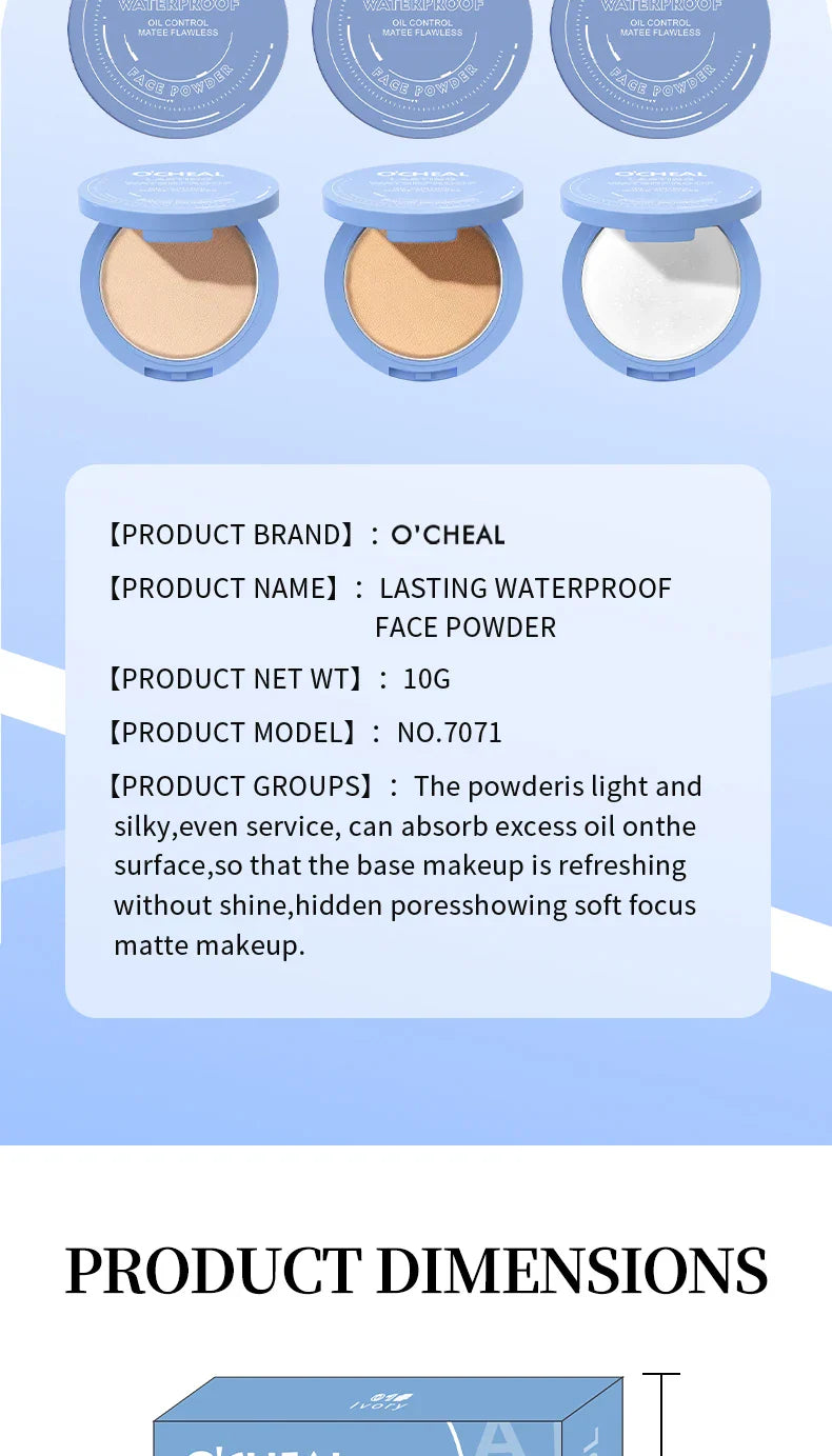 Ocheal Matte Face Setting Powder Oil-control Lightweight Radiant Foundation Pressed Powder Face Full Coverage Makeup Cosmetic Lootquake LLC