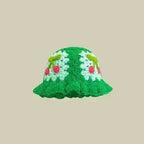 Handmade Knitted Bucket Hat - Cotton Boho Print - All-Season Stretchy Fit