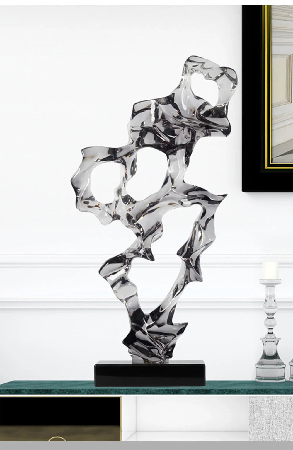 Abstract Art Sculpture Electroplating Transparent Resin Craft Model Modern Home Decor LivingRoom Office Desktop Statue Ornaments Lootquake LLC