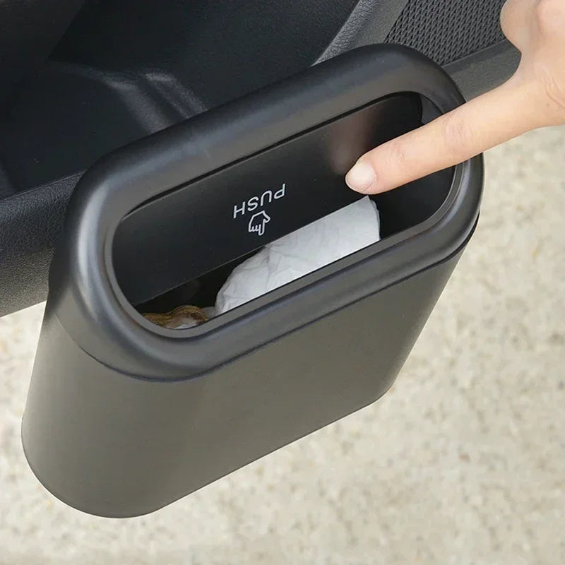 Car Trash Bin Hanging Vehicle Garbage Dust Case Storage Box Plastic Pressing Square Trash Can Type Auto Car Supplies Lootquake LLC