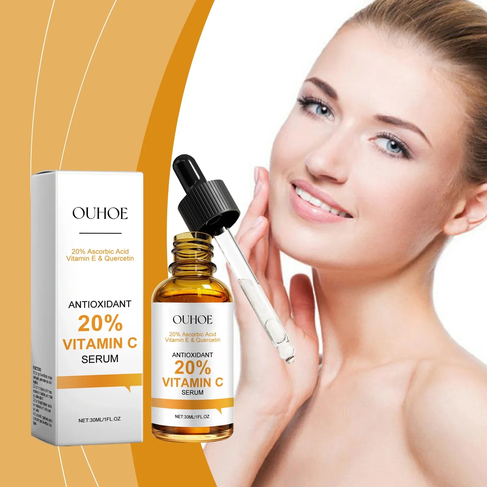 Vitamin C Facial Serum Anti Aging Deep Hydrating Fade Fine Wrinkles Brightening Moisturizing Repair Nourishing Skin Care Essence Lootquake LLC