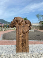 Hand Carved Vietnam Wood Wooden Mythical Beast Statue Figurine Wealth Attracting Auspicious Ornament Home Office Desk Decor Lootquake LLC
