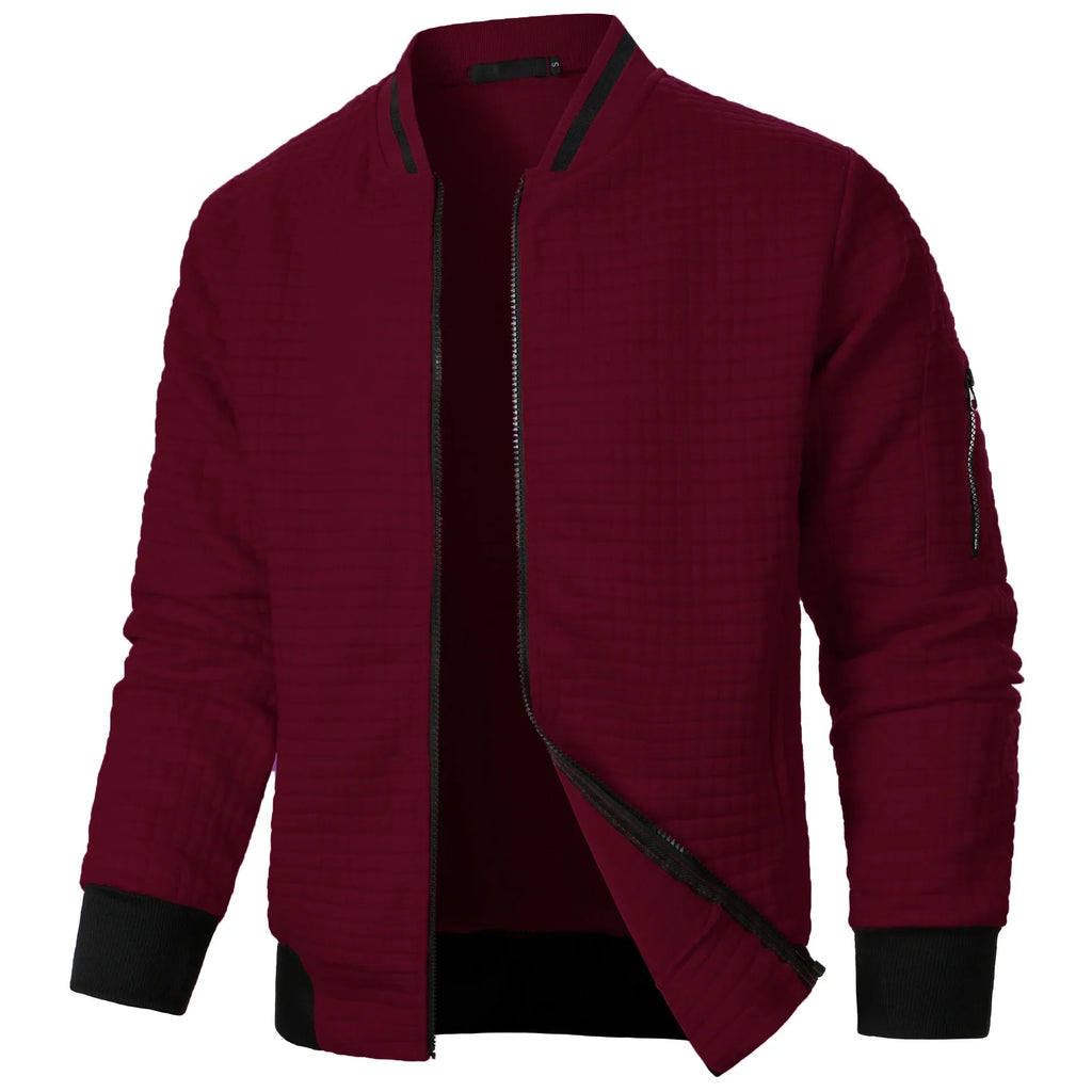 2024 Hot Selling Men's Four Seasons Waffle Full Zipper Top Men's Slim Fit Versatile Sweatshirt Men's Casual Cardigan Sweatshirt