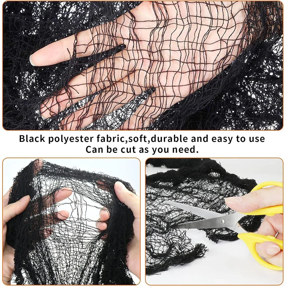 Halloween Decoration Black White Creepy Cloth Spooky Gauze Fabric Window Door Cover Scary Party Horror House Props Hallow Favors Lootquake LLC