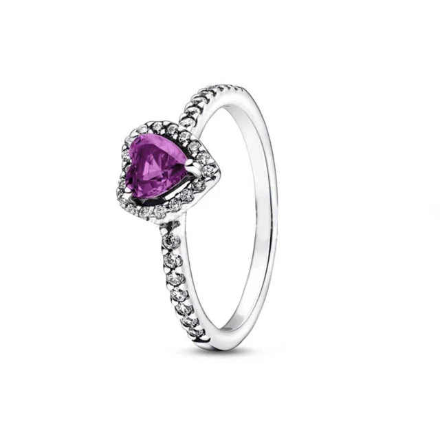 New Colored Crystal 925 Sterling Silver Ring Exquisite Women Shiny Heart Series Simple Ring Valentine's Day Gift for Lovers Lootquake LLC