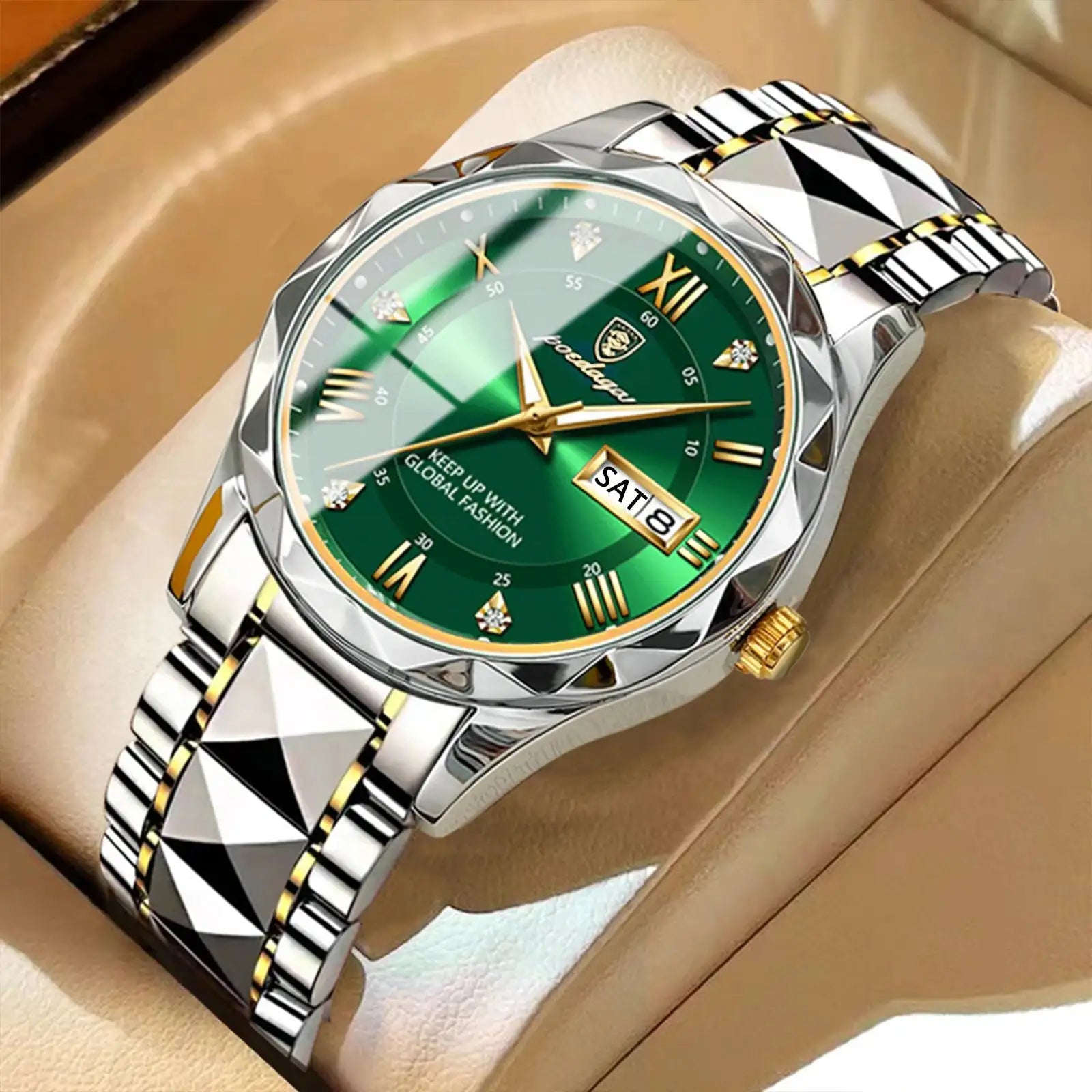 POEDAGAR Business Men's Watch Waterproof Luminous Stainless Steel Date Week Watches For Man Fashion Luxury Quartz Men Wristwatch