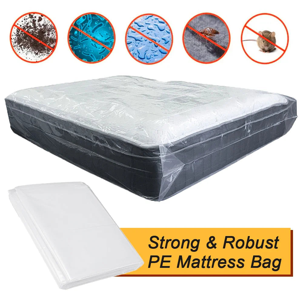 150/200x240x35cm Mattress Protector Packaging Bag Moisture-proof Dust Cover Thickness 0.08mm PE Transparent Moving Home Storage Lootquake LLC