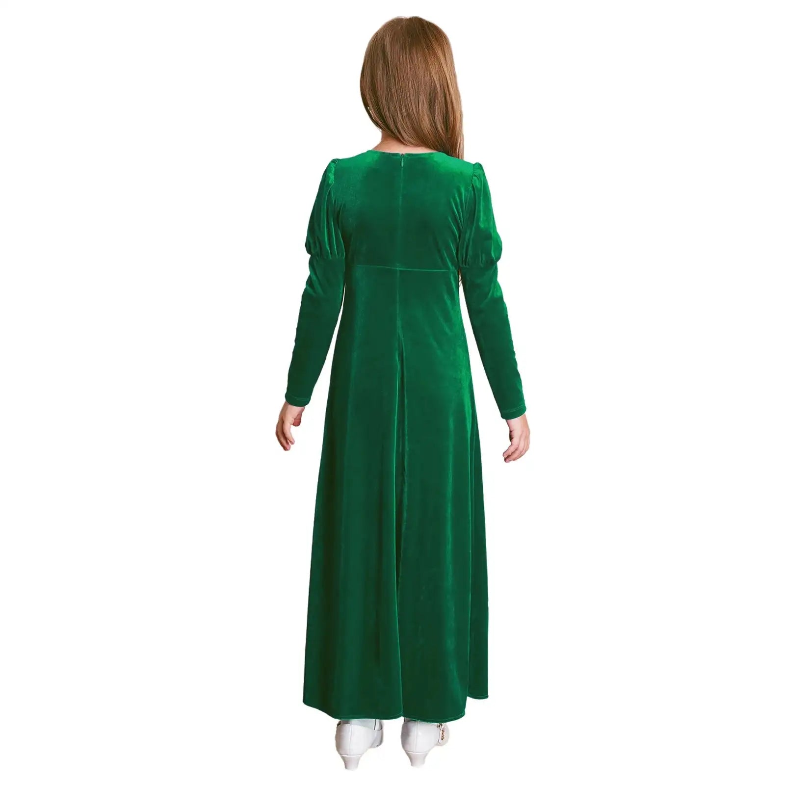 Girls Velvet Medieval Princess Dress Long Sleeve Renaissance Retro Robe Ancient Roman Long Dress for Halloween Carnival Party