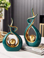 Abstract Ceramic Sculpture Golden Art Statue Modern Home Decor Accessories Living Room Desk Office Supplies Crafts Gifts