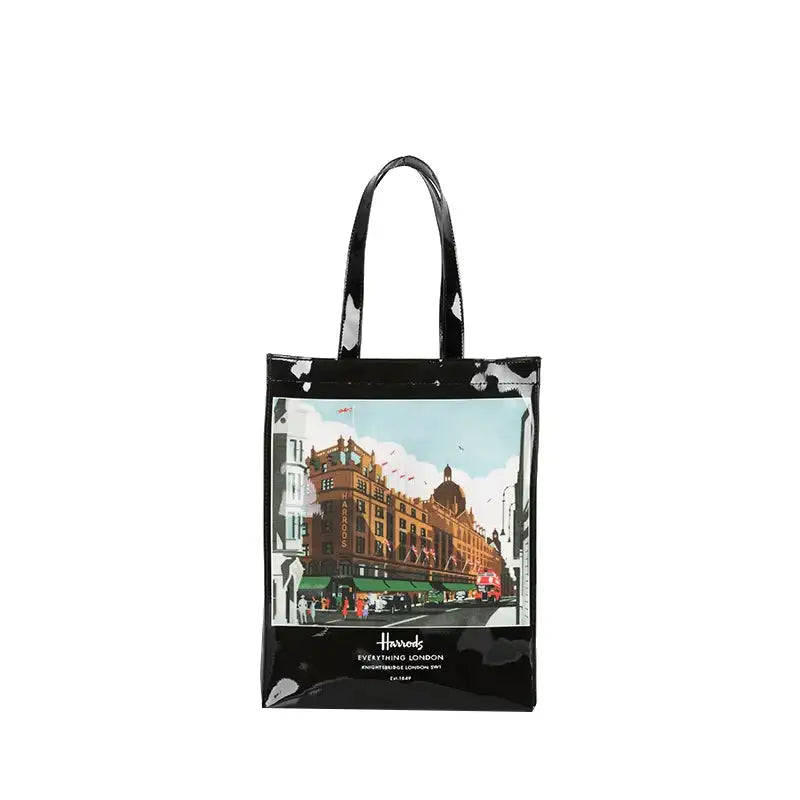 Cartton Print PVC Reusable Women's Shopping Bag Eco Friendly Flower Shopper Handbag Casual Female Student Shoulder Book Purse