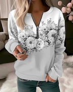 Women's Hoodies Women Fashion Floral Hoodies Flower Painting Sweatshirt Zip Up Hoodie Oversized Sudaderas Harajuku Coats Elegant Lootquake LLC
