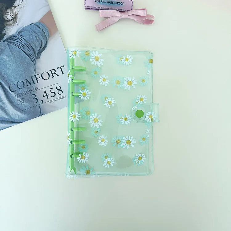 A5 A6 A7 Fresh Green Yellow Pink Daisy Loose Leaf Binder Cover Journal Sketchbook Accessories Diary Office Supplies Lootquake LLC