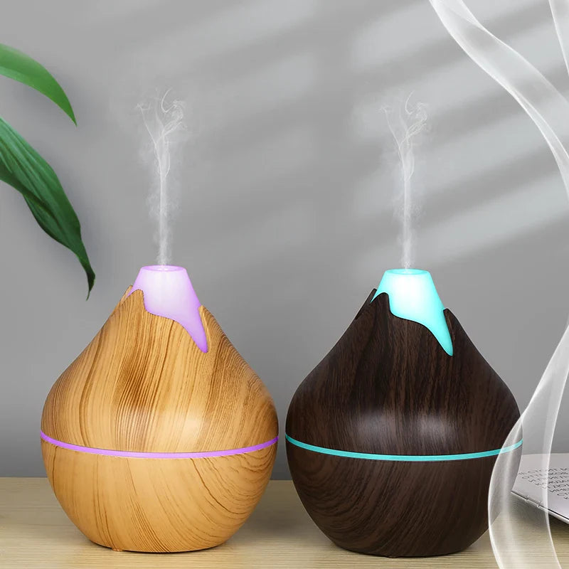 350ML USB aroma oil diffuser wood electric humidifier ultrasonic air humidifier mini aromatherapy LED light mist maker for home Lootquake LLC