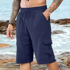 Men's Linen Casual Elastic Waist Beach Shorts THRIXINE