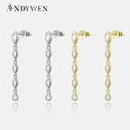 ANDYWEN 100% 925 Sterling Silver Gold Spicy Earring Chain Ovals Locker Earring Women Pendientes Luxury Fine Jewelry 2023 Clips