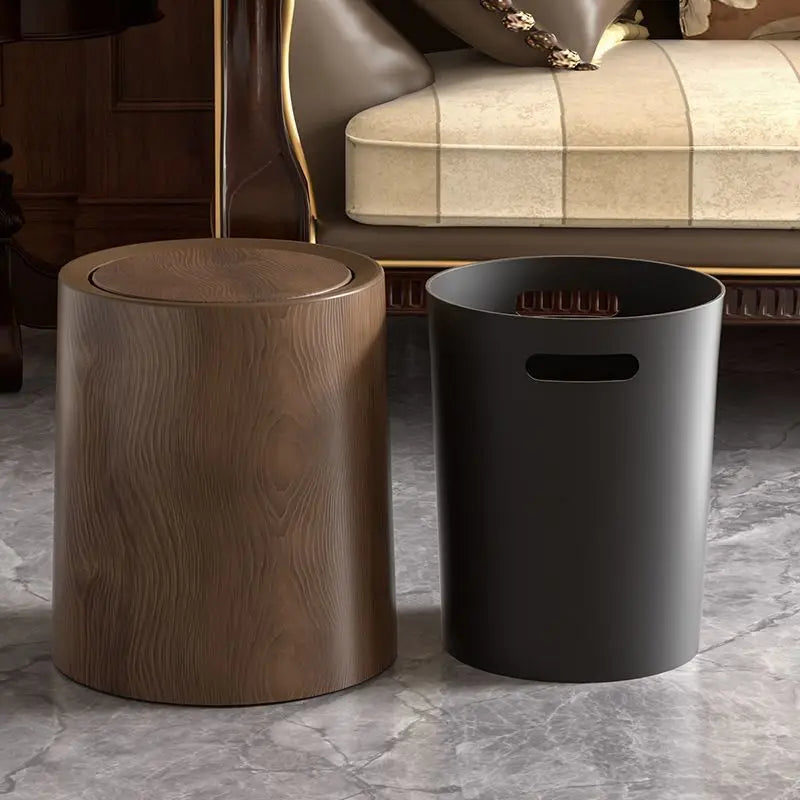 Large Wooden Trash Can for Office Living Room Bathroom Home Kitchen Vintage Retro Waste Bin