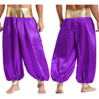 Halloween Men Arabian Indian Prince Cosplay Costume Stain Shiny Harem Trousers Arab Costume Carnival Dress Up Lantern Long Pants Lootquake LLC