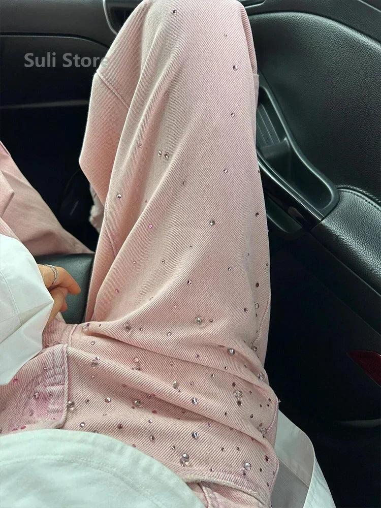2024 New Spring Summer All-match Casual Harem Pants High Waist Stretch Slim Denim Pants Hot Drilling Casual Ankle-length Jeans Lootquake LLC
