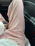 2024 New Spring Summer All-match Casual Harem Pants High Waist Stretch Slim Denim Pants Hot Drilling Casual Ankle-length Jeans Lootquake LLC
