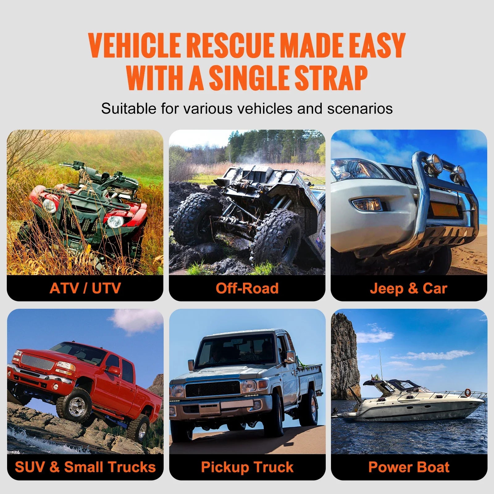 SucceBuy 20/30ft Car Towing Rope Off Road Snatch Tow Strap Rescue Recovery Resistant Which Rope for Jeep Car Truck ATV Tractor Lootquake LLC