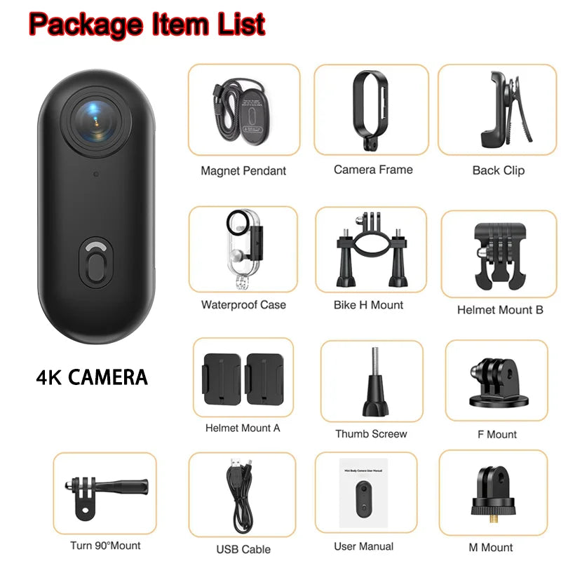 Outdoor Sports Camera In Helmet Motorcycle Bike Sport Mini Filming Bicycle Action 4K Professional Body Cam And Video Cameras Mtb Lootquake LLC