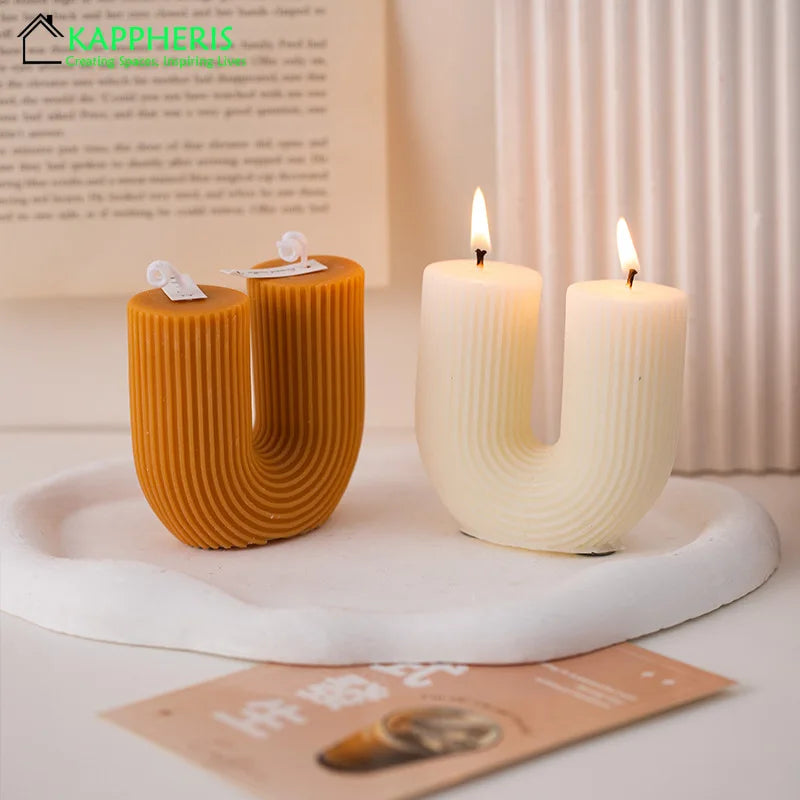 U Shaped Candle Scented Candles Ribbed Aesthetic Home Decorative Candles Smokeless Personalized Candles Guest Gift Lot Lootquake LLC