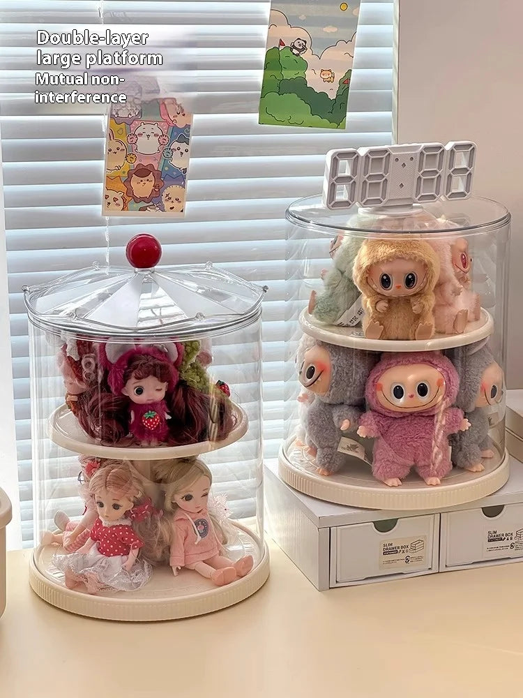 Labubu Rotating Display Box, Transparent Acrylic, Plush Doll Hand-Made Dust-Proof Labubu Pendant Storage Box. Lootquake LLC