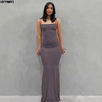 Satin Slip Maxi Dress | Backless Bodycon Evening Gown - Femstylo