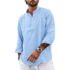 Streetwear Mens Cotton Linen Shirts Casual Lightweight Long Sleeve Henley Shirts for Men Beach Hawaiian Breathable T Shirts Lootquake LLC