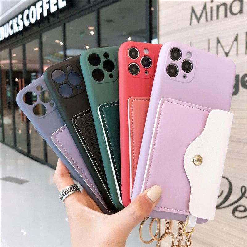 Luxury Wallet Phone Case For iPhone 13 Pro Max 11 12 Pro Max X XR XS 7 8 Plus 13 Mini Soft Silicone Handbag Card  Phone Case Wallet Compatible iPhone Bag Cover Stevvex