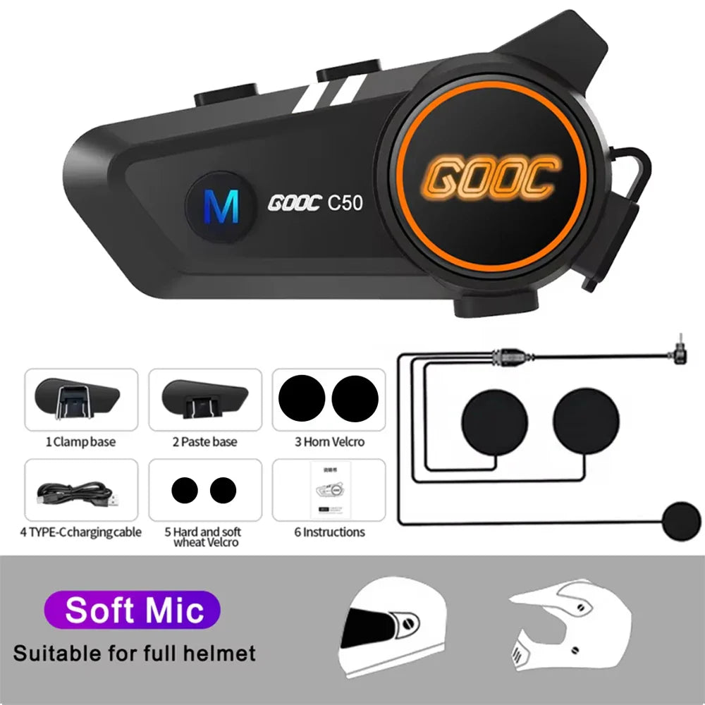 Bluetooth 5.3 Helmet Headset Wireless Hands-free Call Phone Kit Motorcycle Waterproof Earphone MP3 Music Player Speaker for Moto Lootquake LLC