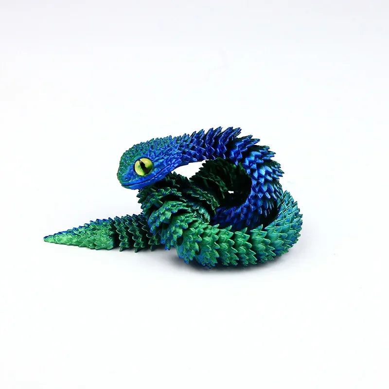 Snake Sculpture Articulated Snake Decor Articulated Snake Figurine with Movable Joints 3d Printed Model Lootquake LLC