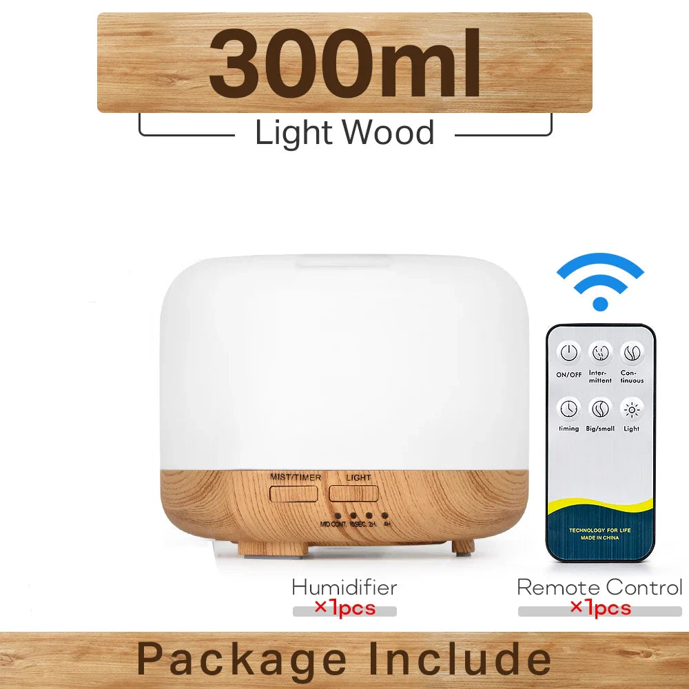 Air Humidifier Essential Oil Diffuser 300ML 500ML 1000ML With Lights Remote Control Ultrasound Electric Aromatherapy Diffuser Lootquake LLC