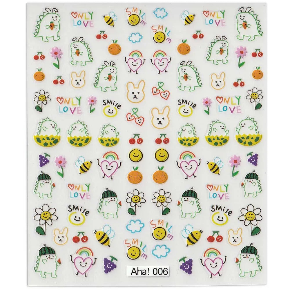 42Model Sticker Nail Decal 3D Adhesive Patch,Smile/Animal/Flower Nail Art Decorations Manicure Sticker Easter Day Design Decal- Lootquake LLC
