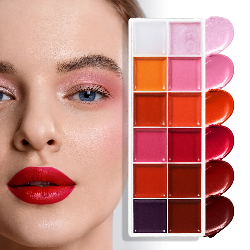 POPFEEL 12 Color Long-Lasting 2-in-1 Lipstick & Blush Palette - Lightweight, Hydrating Formula for Effortless Beauty。 Lootquake LLC