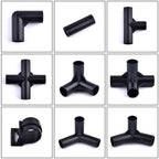 I.D 8/12/16/19mm Black Plastic Pipe Connector DIY Shelf Water Tube Joint Tent Fixed Connector Tee Four Way Elbow Straight Joint