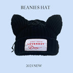2023 New Long Ear Fox Hat Skullies Beanies Women Cute Rabbit Ears Crochet Knitted Hat Men Winter Hip-hop Warm Cap Christmas Gift Pi-Mart