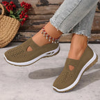 Women's casual sports shoes, solid color breathable sports soft-soled lightweight walking shoes, low-top knitted casual shoes