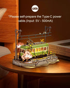 Robotime Sakura Journey Tram 3D Wooden Puzzles with LED Lights Home Decor Gift for Adults Women Girls Lootquake LLC