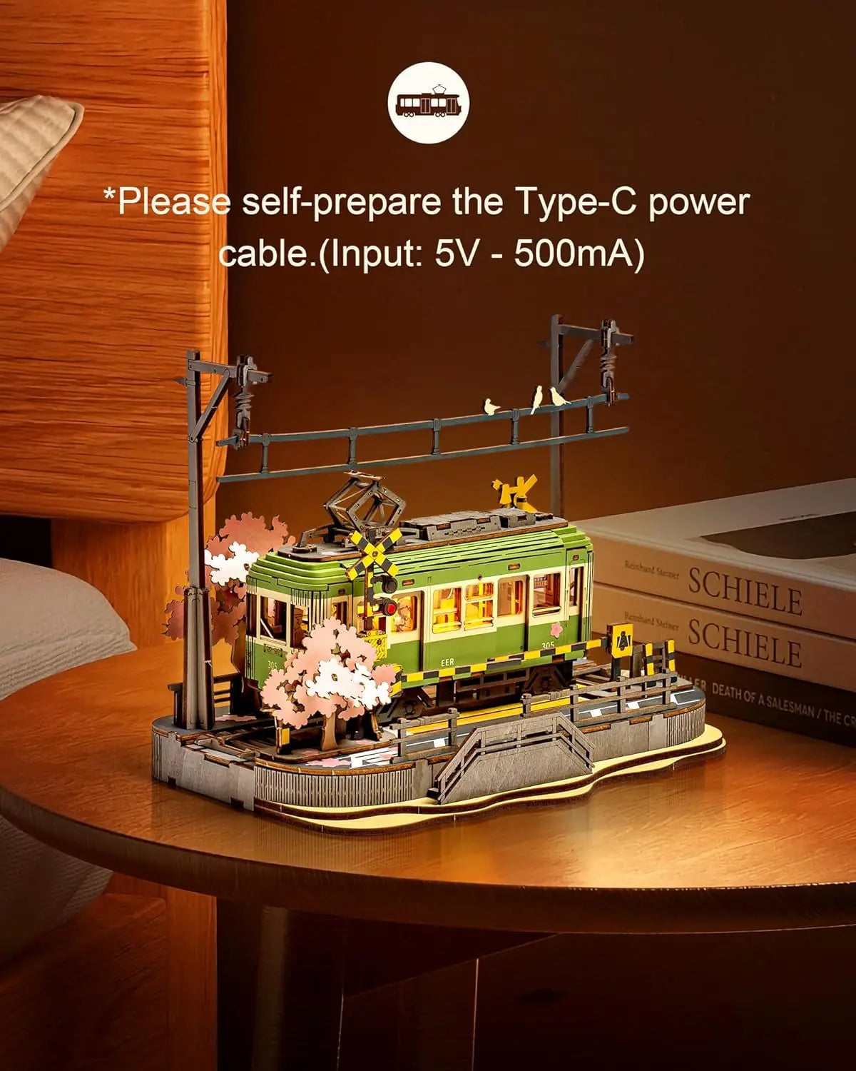 Robotime Sakura Journey Tram 3D Wooden Puzzles with LED Lights Home Decor Gift for Adults Women Girls Lootquake LLC