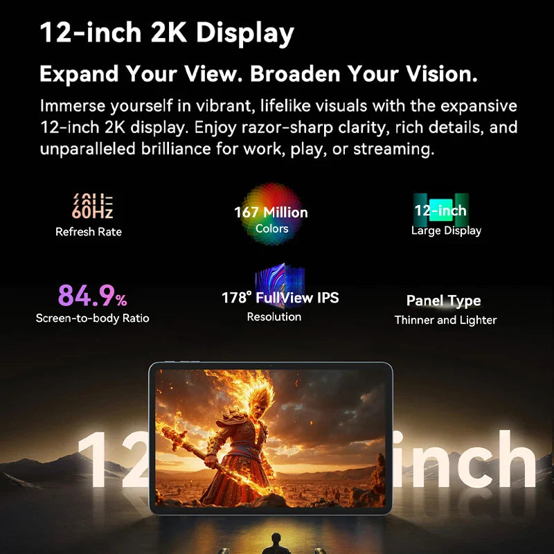 Blackview MEGA 2 Tablets 12 inch 2K Display Widevine L1 24GB(8+16) Android 15 256GB 9000mAh AI Main Camera Pad PC Lootquake LLC