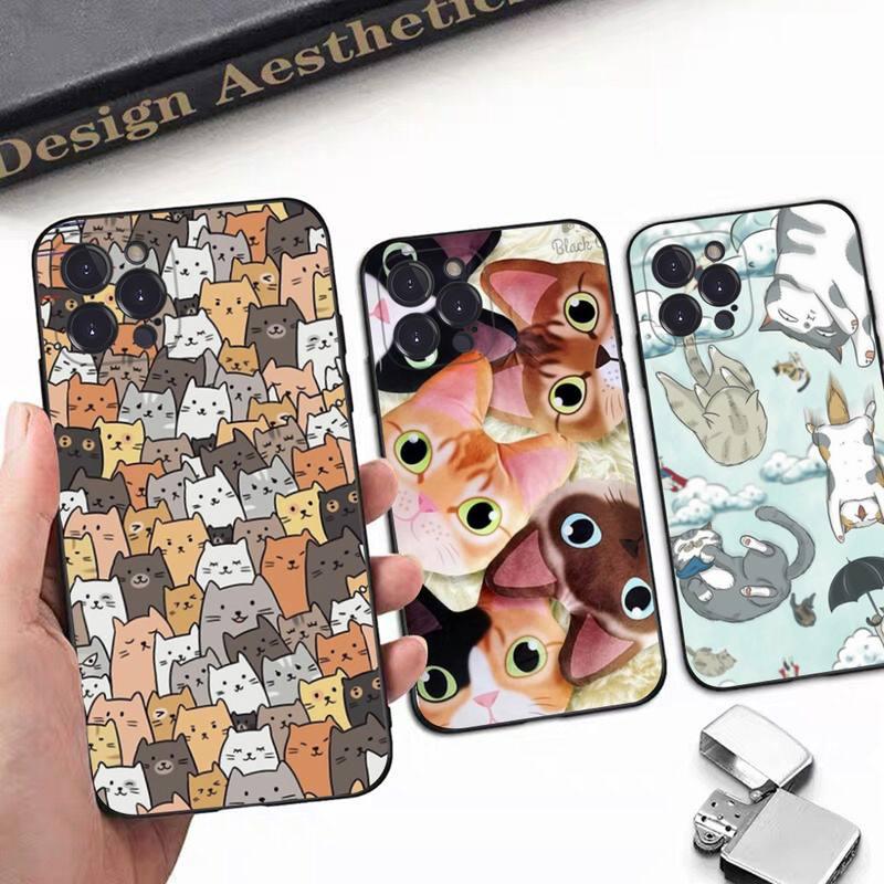 Cat Cute Art Phone Case For Iphone 8 7 6 6s Plus X Se 2020 Xr Xs 14 11 12 13 Mini Pro Max Mobile Case  Transparent Soft Protective Clear Case Compatible For Iphone Stevvex