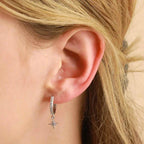 925 Sterling Silver Ear Needle Fashion Hoop Earrings White Crystal Luxury Women's Silver Earrings Wedding Women's Jewelry Gift