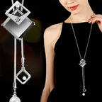 New Arrival Long Necklaces for Women 2024 Fashion Gray Crystal Choker Collier Femme Statement Necklaces & Pendants Accessories
