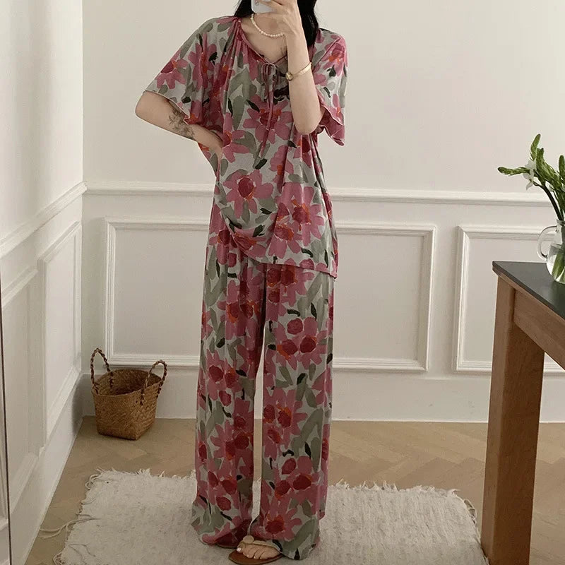 Sleepwear Women's Clothing Summer Blouse Cotton Silk New Thin Home Loose Casual Comfortable Premium Soft Simple  National Style Lootquake LLC
